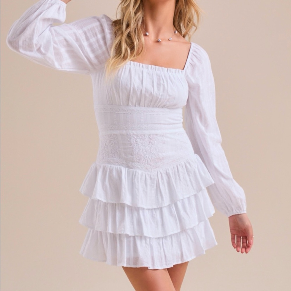 GORGEOUS WHITE Ruffle Dress